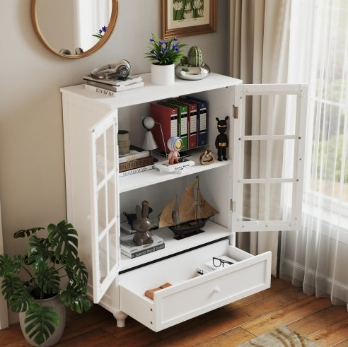 Buffet colonial blanc avec vitrine - Style moderne & intemporel / Vraiment Home
