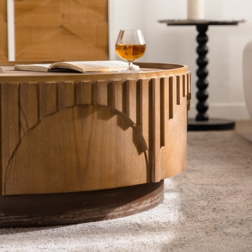 Table basse ronde en bois massif - Modèle Leopold / Vraiment Home