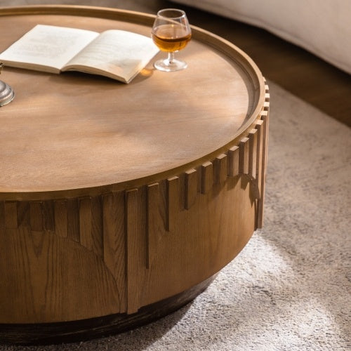 Table basse ronde en bois massif - Modèle Leopold / Vraiment Home