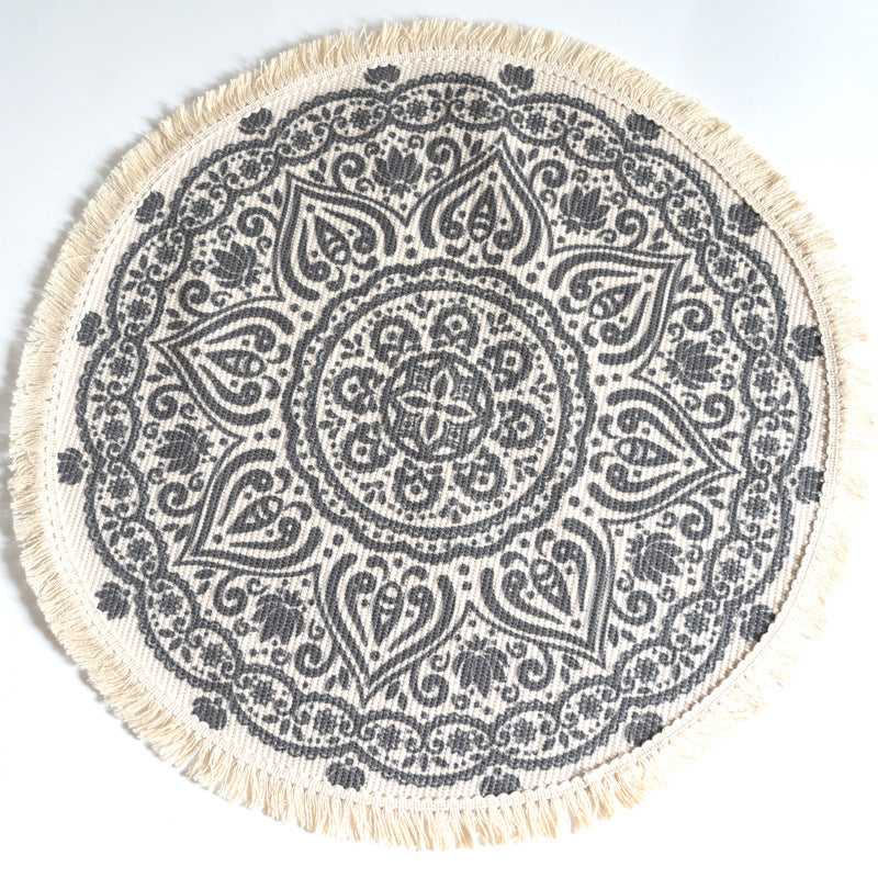 Tapis Nordique Rond 120cm - Style Scandinave en Coton Tissé / Vraiment Home