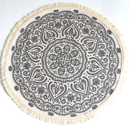 Tapis Nordique Rond 120cm - Style Scandinave en Coton Tissé / Vraiment Home