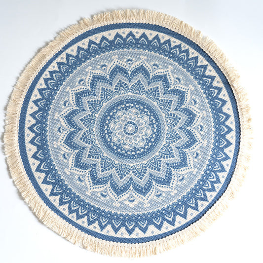 Tapis Nordique Rond 120cm - Style Scandinave en Coton Tissé / Vraiment Home
