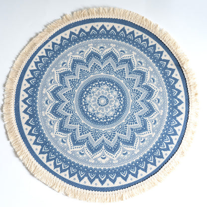 Tapis Nordique Rond 120cm - Style Scandinave en Coton Tissé / Vraiment Home