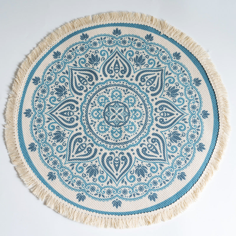 Tapis Nordique Rond 120cm - Style Scandinave en Coton Tissé / Vraiment Home