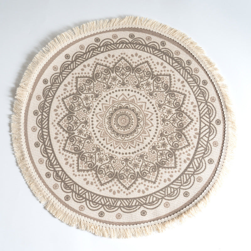 Tapis Nordique Rond 120cm - Style Scandinave en Coton Tissé / Vraiment Home