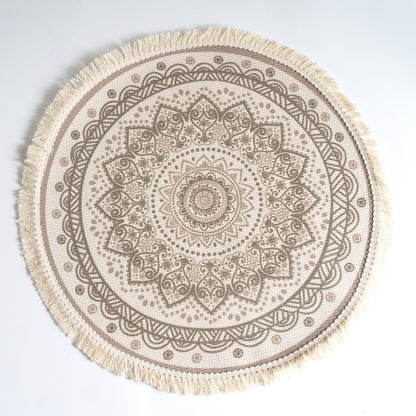 Tapis Nordique Rond 120cm - Style Scandinave en Coton Tissé / Vraiment Home