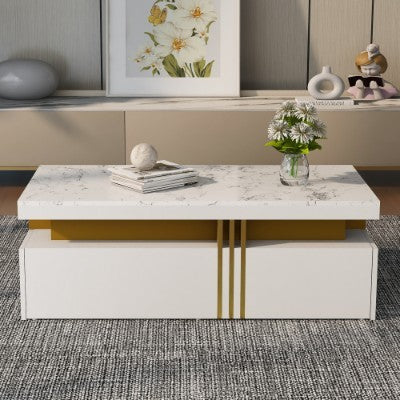 Table Basse Marbre Cocon - Élégance Rangement Moderne / Vraiment Home
