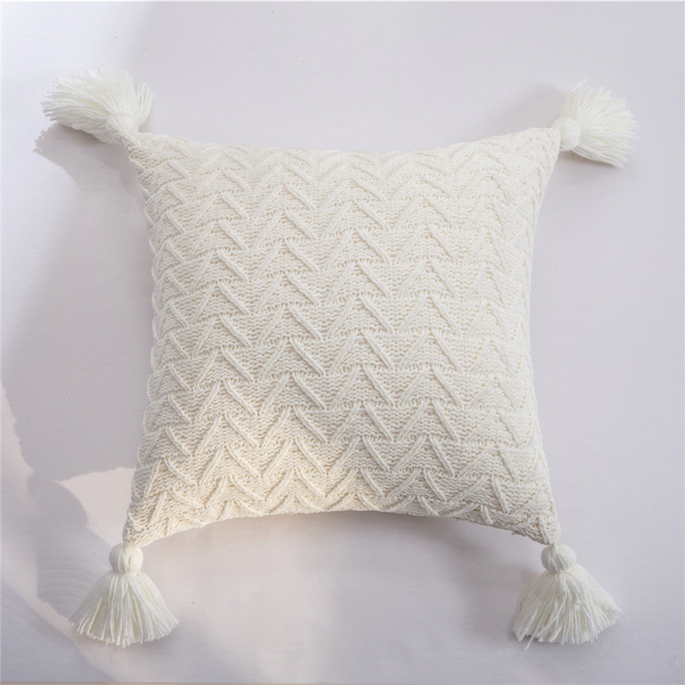 Chenillecoon Cushion - Soft Chenille Cover with Pompoms / Nordic Style / Vraiment Home