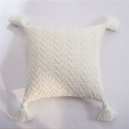 Chenillecoon Cushion - Soft Chenille Cover with Pompoms / Nordic Style / Vraiment Home