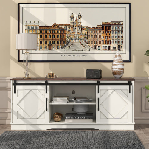 Meuble TV Coconfort I - Bois & Blanc, style campagne moderne / Vraiment Home