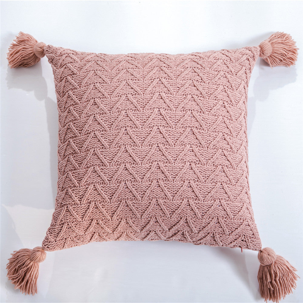 Chenillecoon Cushion - Soft Chenille Cover with Pompoms / Nordic Style / Vraiment Home