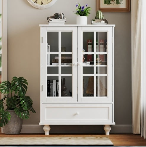 Buffet colonial blanc avec vitrine - Style moderne & intemporel / Vraiment Home