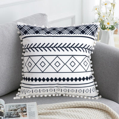Coussin Bohème Noir & Blanc - Housse Déco 45x45cm / Vraiment Home