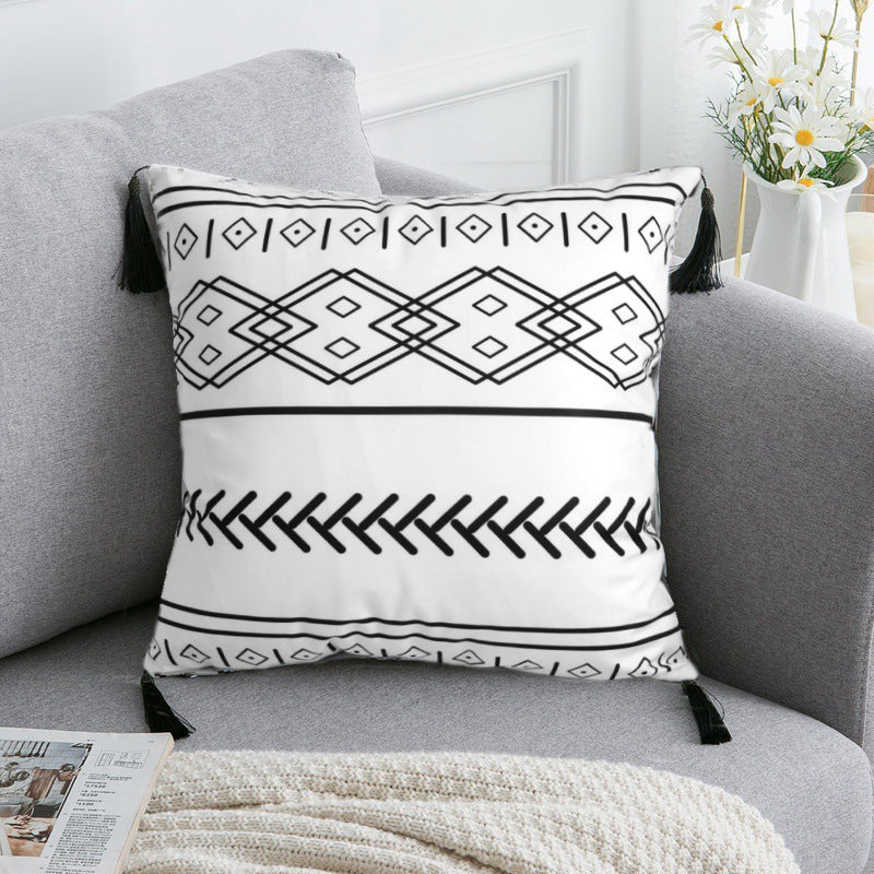 Coussin Bohème Noir & Blanc - Housse Déco 45x45cm / Vraiment Home