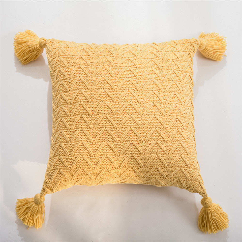 Chenillecoon Cushion - Soft Chenille Cover with Pompoms / Nordic Style / Vraiment Home