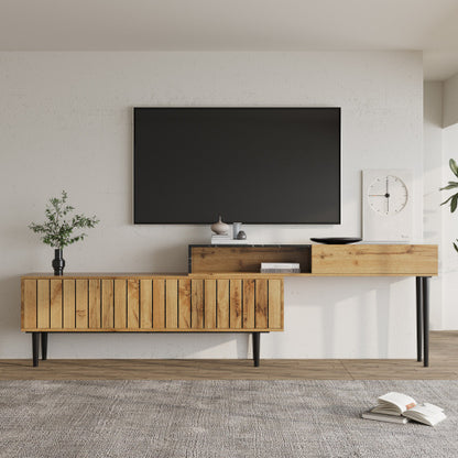 Meuble TV Monbali - Design Moderne en Bois Naturel & Finitions Marbrées / Vraiment Home