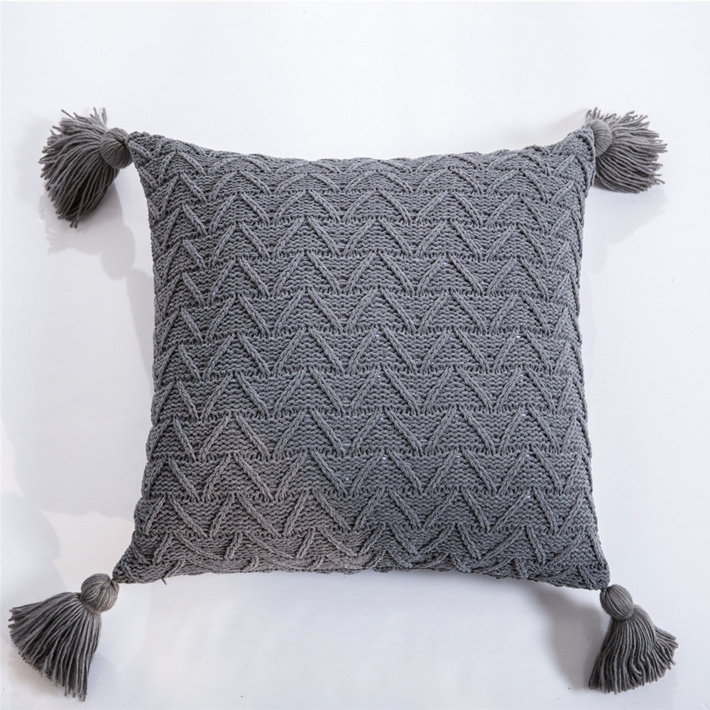 Chenillecoon Cushion - Soft Chenille Cover with Pompoms / Nordic Style / Vraiment Home