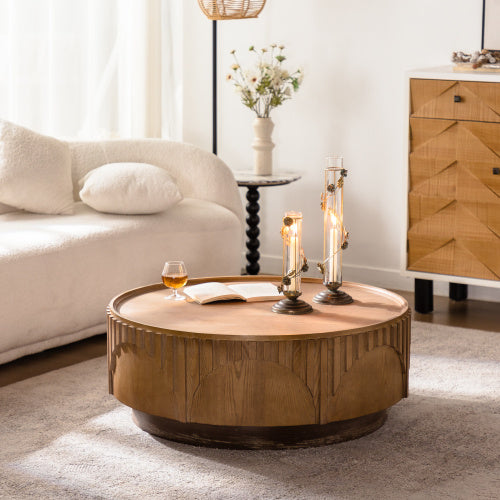 Table basse ronde en bois massif - Modèle Leopold / Vraiment Home