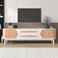 Meuble TV NordiCocon - Design Scandinave Blanc & Bois avec Rangements Pratiques / Vraiment Home