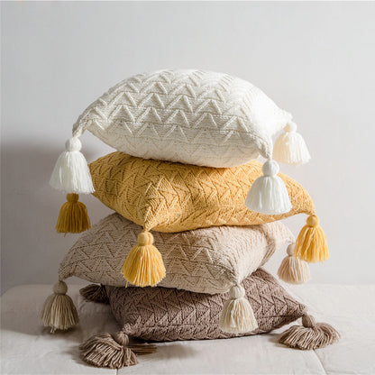 Chenillecoon Cushion - Soft Chenille Cover with Pompoms / Nordic Style / Vraiment Home