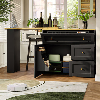 Bar Cosy III - Table de Bar Extensible avec Rangements & Plateau Design / Vraiment Home