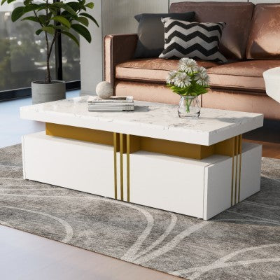 Table Basse Marbre Cocon - Élégance Rangement Moderne / Vraiment Home