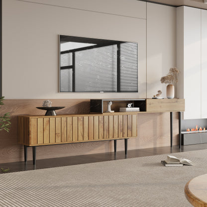 Meuble TV Monbali - Design Moderne en Bois Naturel & Finitions Marbrées / Vraiment Home