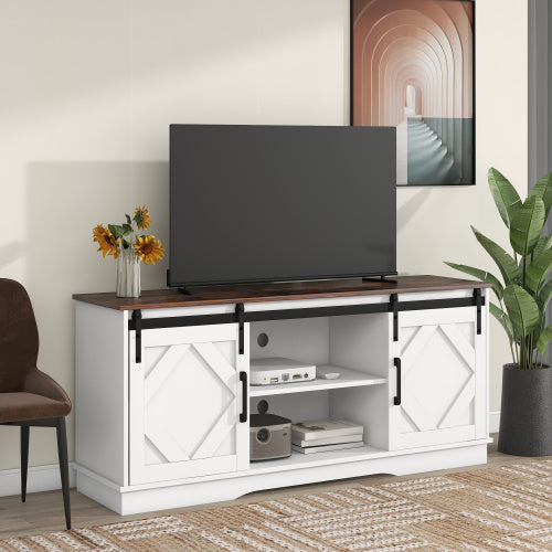 Meuble TV Coconfort I - Bois & Blanc, style campagne moderne / Vraiment Home