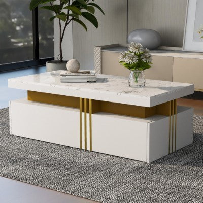 Table Basse Marbre Cocon - Élégance Rangement Moderne / Vraiment Home