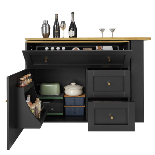 Bar Cosy III - Table de Bar Extensible avec Rangements & Plateau Design / Vraiment Home