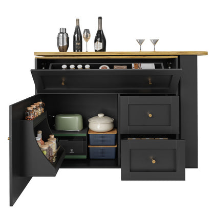 Bar Cosy III - Table de Bar Extensible avec Rangements & Plateau Design / Vraiment Home