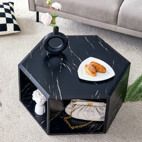 Table Basse Hexagonale Café Cocon - Design Moderne avec Rangements / Vraiment Home