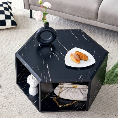 Table Basse Hexagonale Café Cocon - Design Moderne avec Rangements / Vraiment Home
