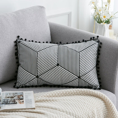 Coussin Bohème Noir & Blanc - Housse Déco 45x45cm / Vraiment Home