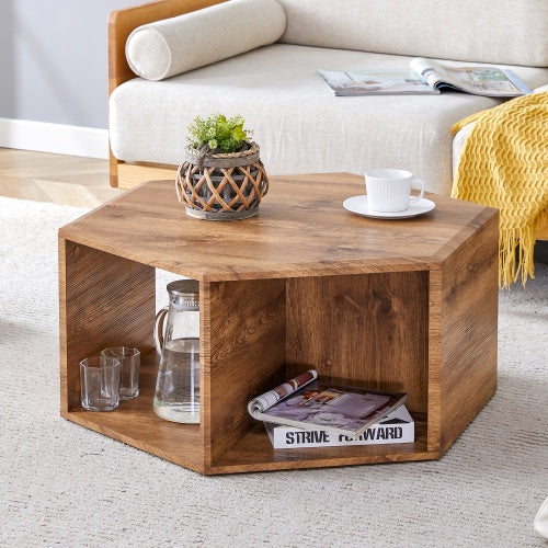 Table Basse Hexagonale Café Cocon - Design Moderne avec Rangements / Vraiment Home