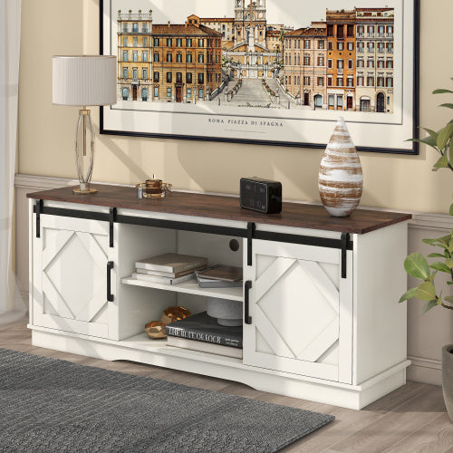 Meuble TV Coconfort I - Bois & Blanc, style campagne moderne / Vraiment Home