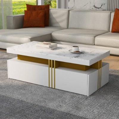Table Basse Marbre Cocon - Élégance Rangement Moderne / Vraiment Home