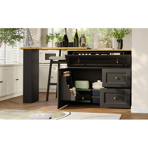 Bar Cosy III - Table de Bar Extensible avec Rangements & Plateau Design / Vraiment Home